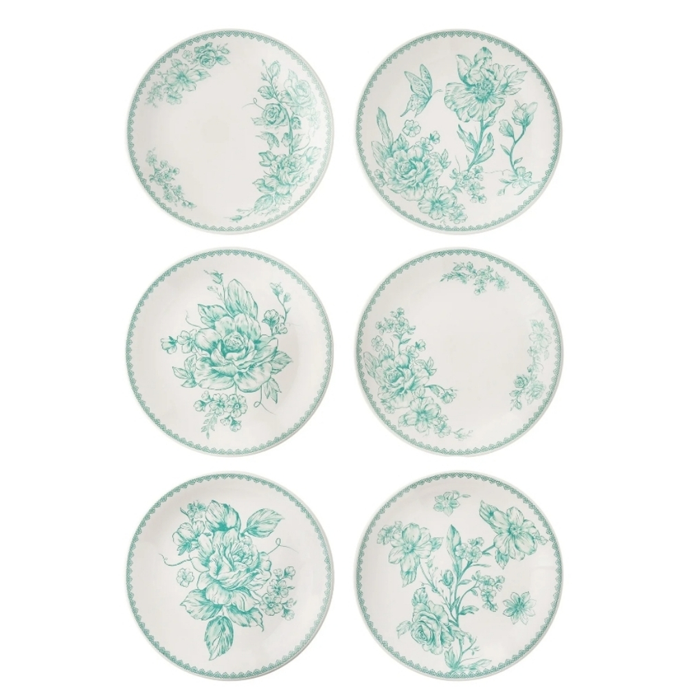 ❤️ New 2025 The Pioneer Woman Agatha Green Appetizer Plates 6 Piece Set